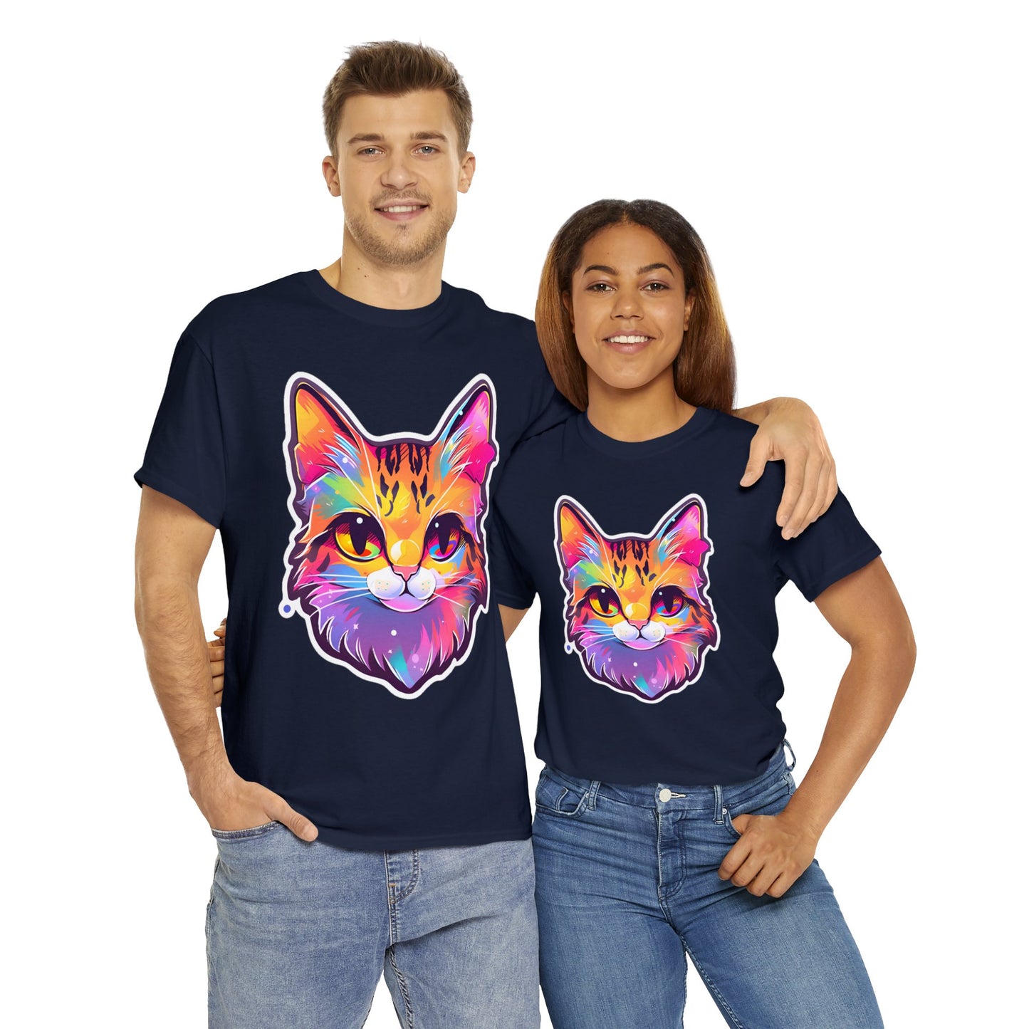 Rainbow Orange Cat Unisex Cotton Tee