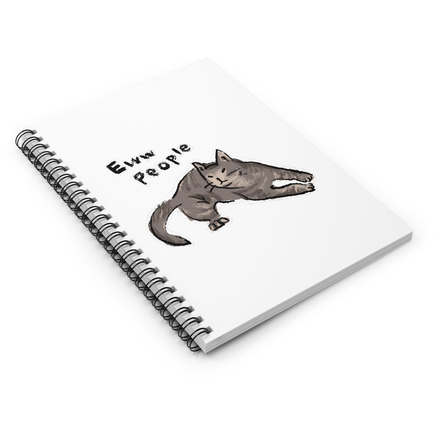 Funny Cat Meme Eww People White Background Spiral Notebook - Ruled Line