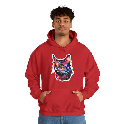 Rainbow Long-hair Tabby Cat Unisex Hooded Sweatshirt