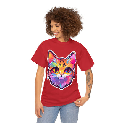 Rainbow Orange Cat Unisex Cotton Tee