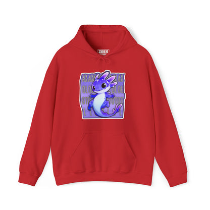 Blue Purple Axolotl with Text Block Unisex Hooded Sweatshirt