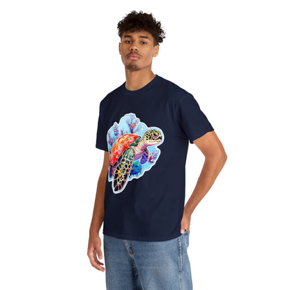 Coral Reef Detailed SeaTurtle Unisex Cotton Tee