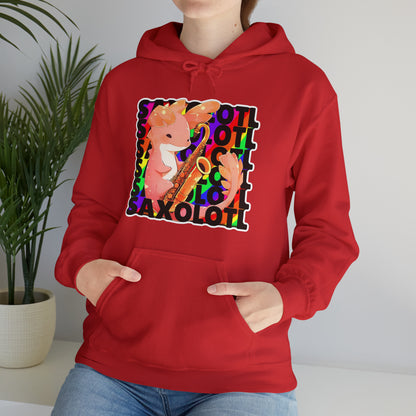 Rainbow Saxolotl (Hard Edge Background) Unisex Cotton Tee Unisex Hooded Sweatshirt