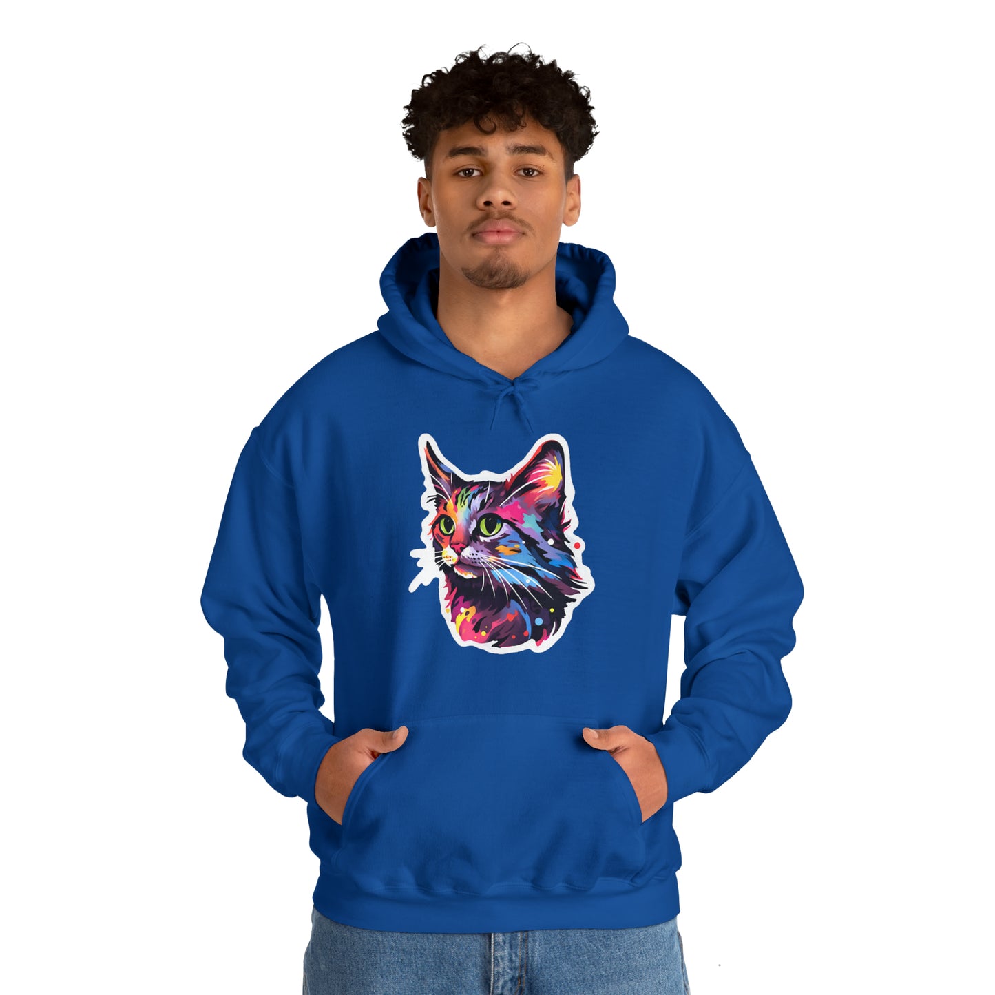 Rainbow Long-hair Tabby Cat Unisex Hooded Sweatshirt