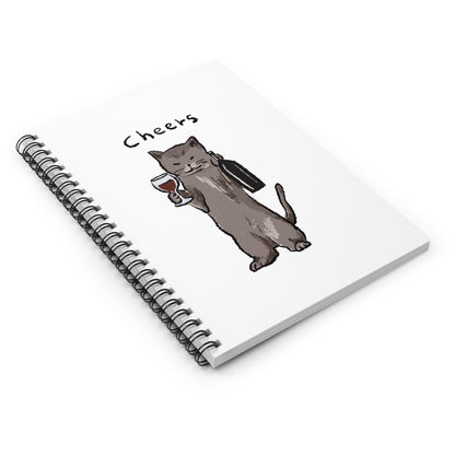 Funny Cat Meme Cheers White Background Spiral Notebook - Ruled Line