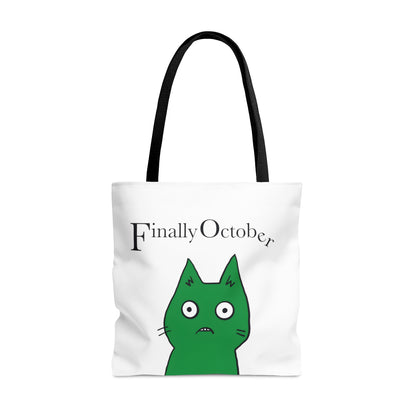 Finally october green cat Tote Bag