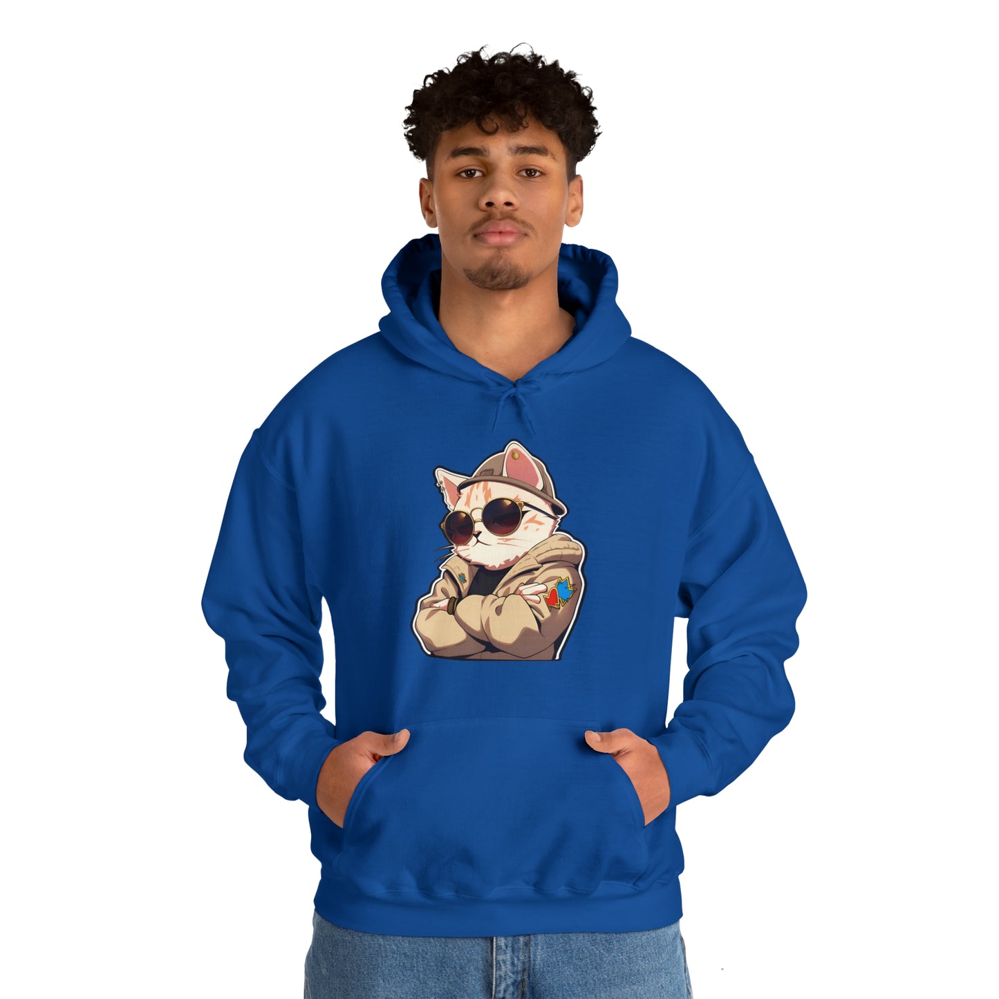 Streetwear Cat with Hoodie and Sunglasses Unisex Hooded Sweatshirt