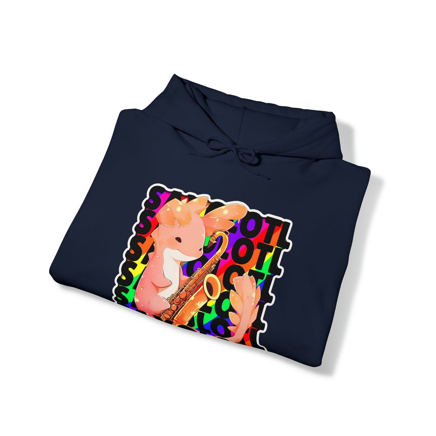 Rainbow Saxolotl (Hard Edge Background) Unisex Cotton Tee Unisex Hooded Sweatshirt