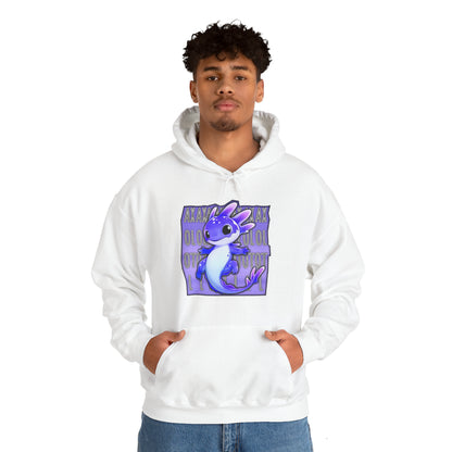 Blue Purple Axolotl with Text Block Unisex Hooded Sweatshirt