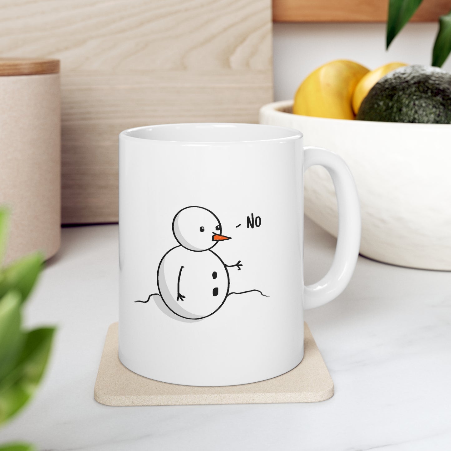 White Spraypaint Explosion No Man Snowman Design Ceramic Mug 11oz