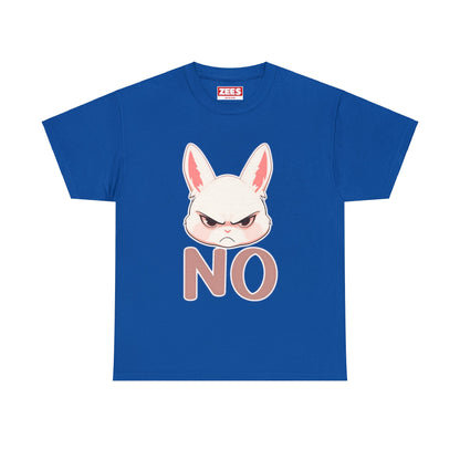 No Cute Annoyed Rabbit White Outline Unisex Cotton Shirt