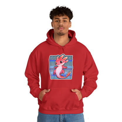 Pink Axolotl with Text Block Unisex Hooded Sweatshirt