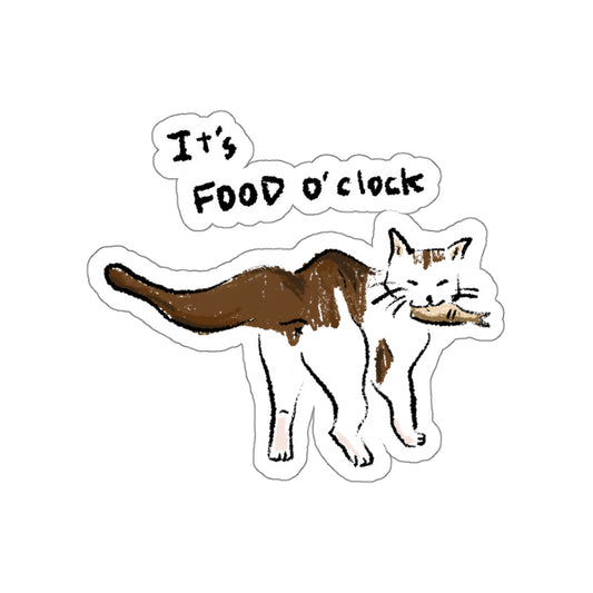 Funny Cat Meme It's food o' clock Sticker