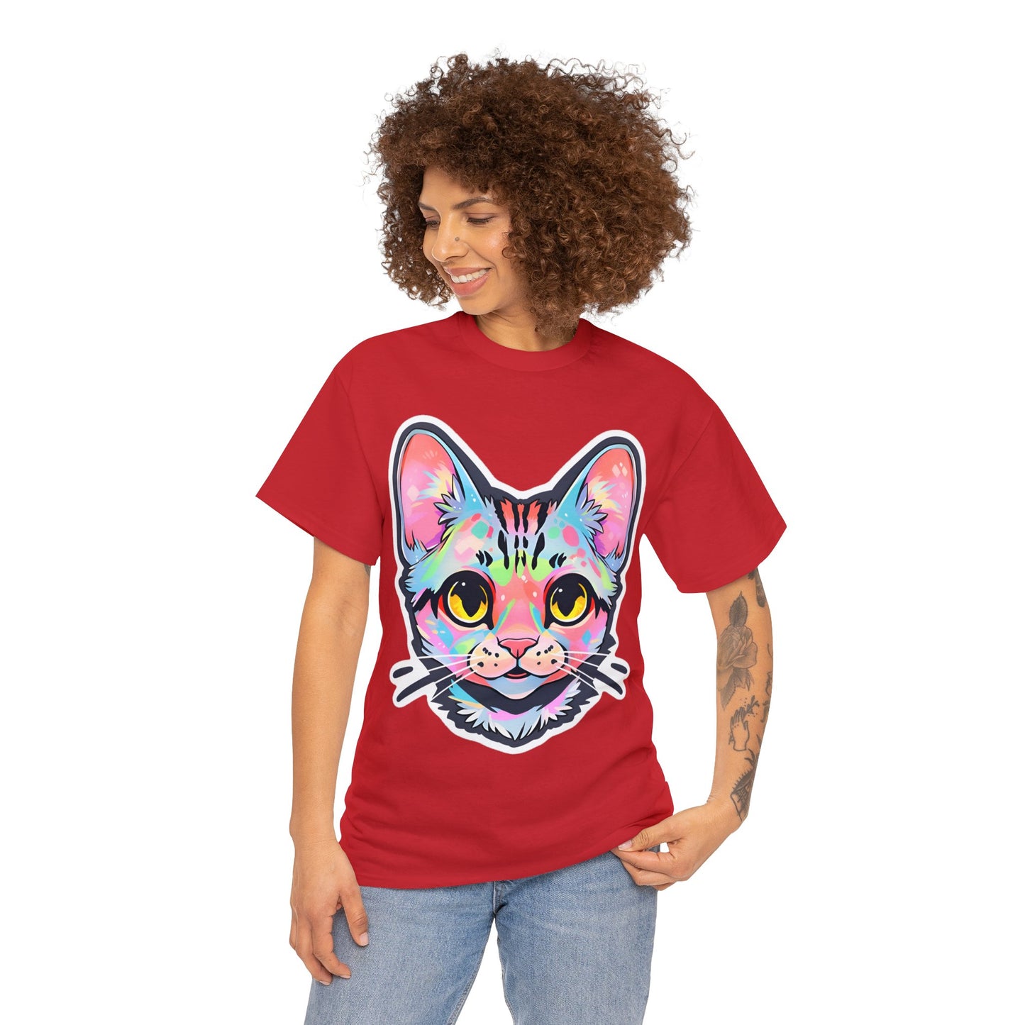 Pastel Pink Cat by Zeesdesign on Redbubble Unisex Cotton Tee