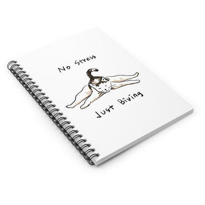 Funny Cat Meme No stress just biving White Background Spiral Notebook - Ruled Line