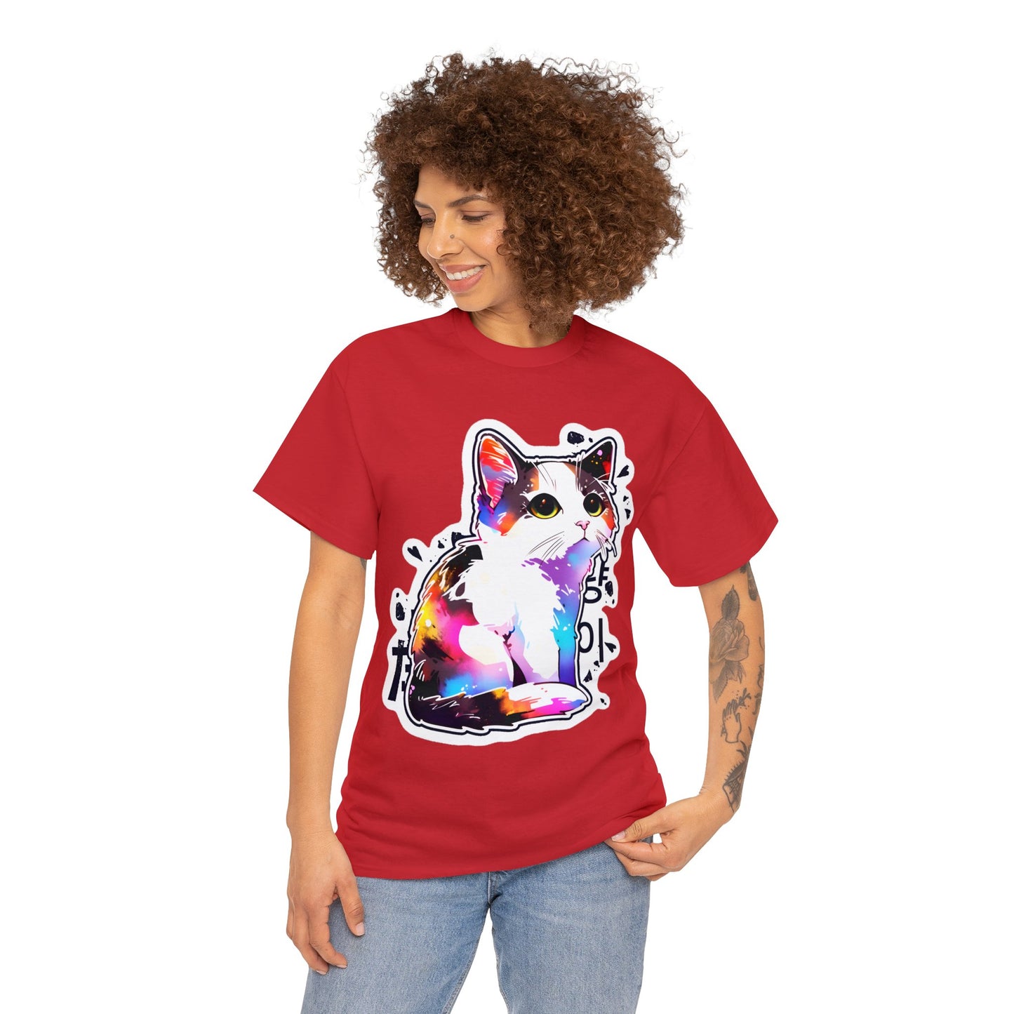 Calico Cat with East Asia Writing Unisex Cotton Tee