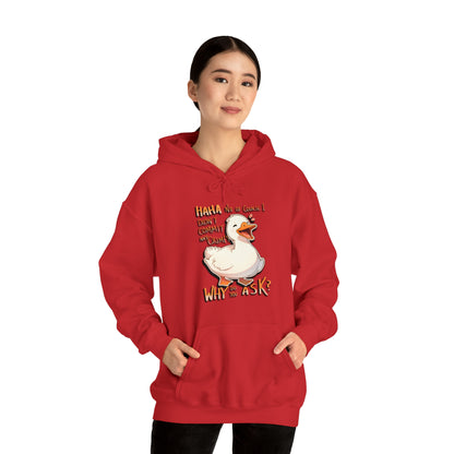 Haha No Of Course I Didn't Commit Any Crimes Why Do You Ask Nervous Duck Unisex Hooded Sweatshirt