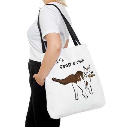 Funny Cat Meme It's food o' clock Tote Bag (AOP)