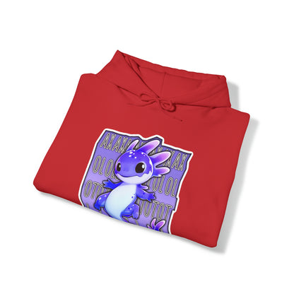 Blue Purple Axolotl with Text Block Unisex Hooded Sweatshirt