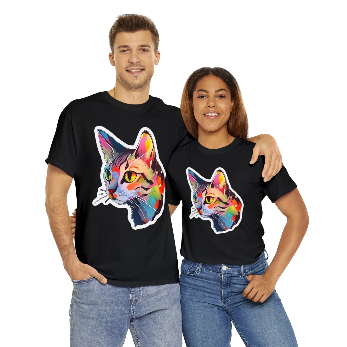 Rainbow Tabby Cat Unisex Cotton Tee