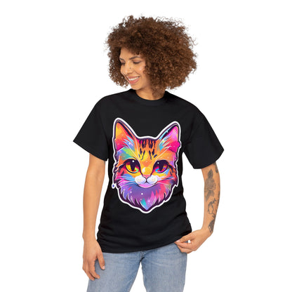 Rainbow Orange Cat Unisex Cotton Tee