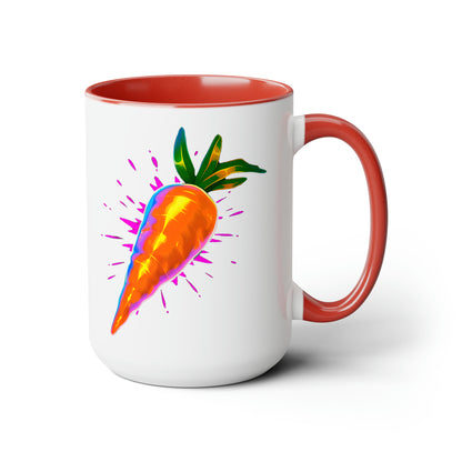 Vivid and Vibrant Carrot with pink explosion Two-Tone 15 oz Mega-Mug