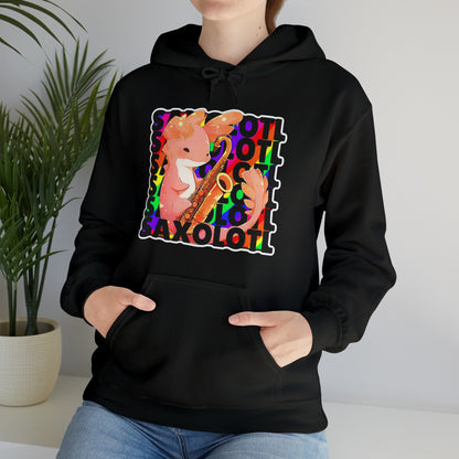 Rainbow Saxolotl (Hard Edge Background) Unisex Cotton Tee Unisex Hooded Sweatshirt