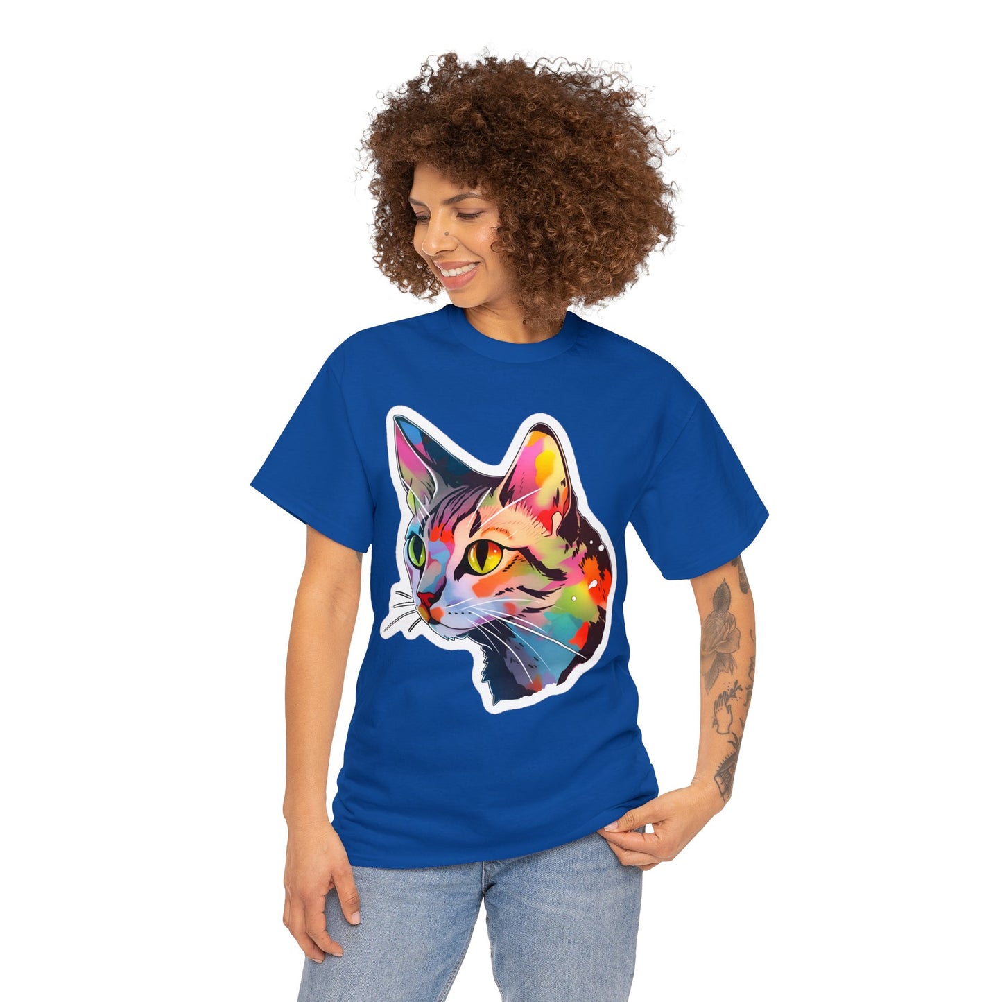 Rainbow Tabby Cat Unisex Cotton Tee