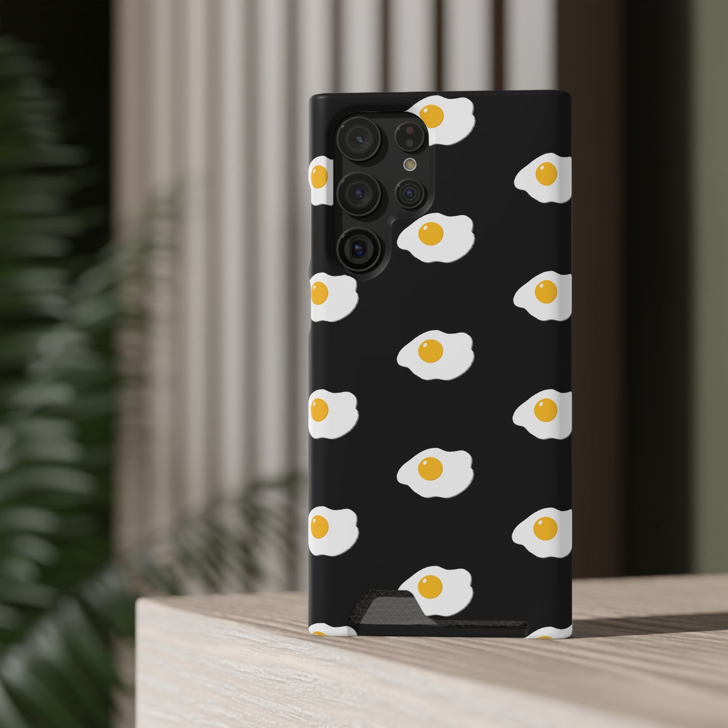 Fried Egg Pattern Phone Case With Card Holder