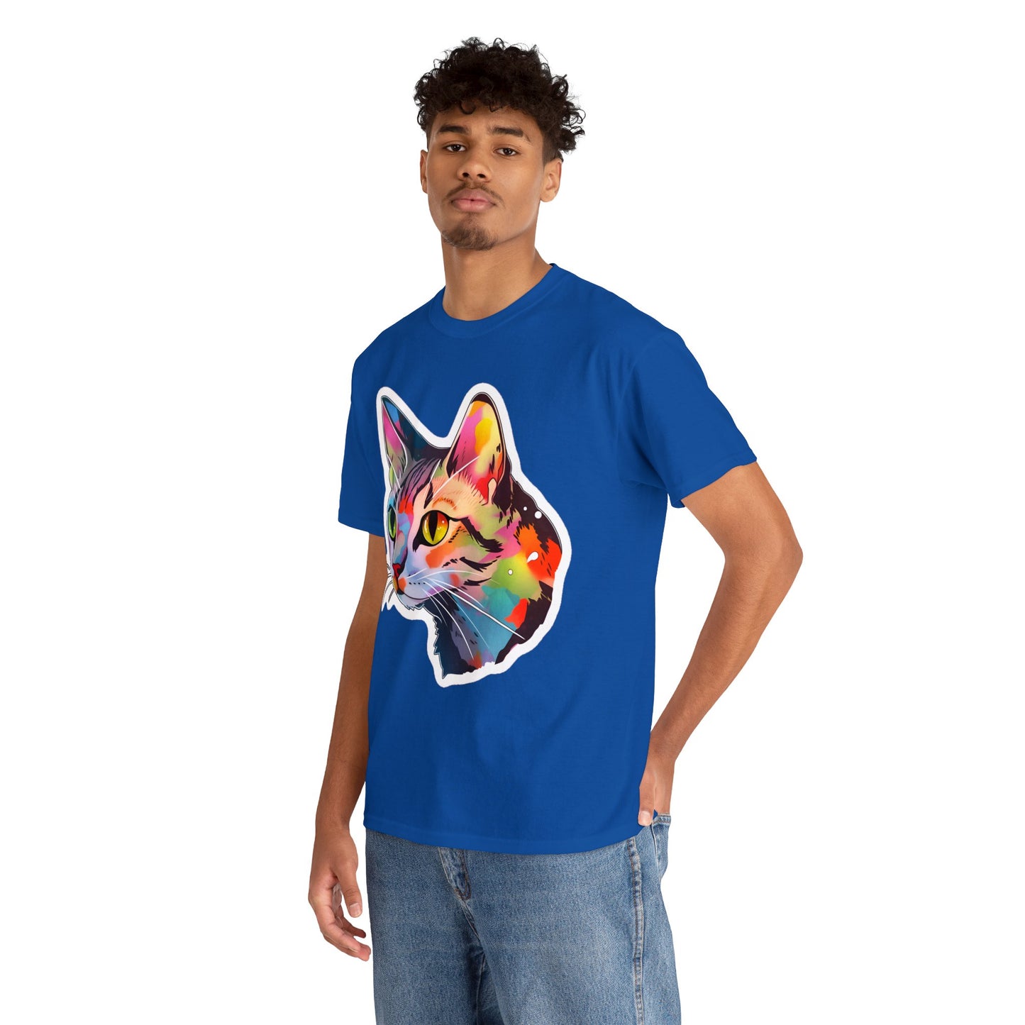 Rainbow Tabby Cat Unisex Cotton Tee