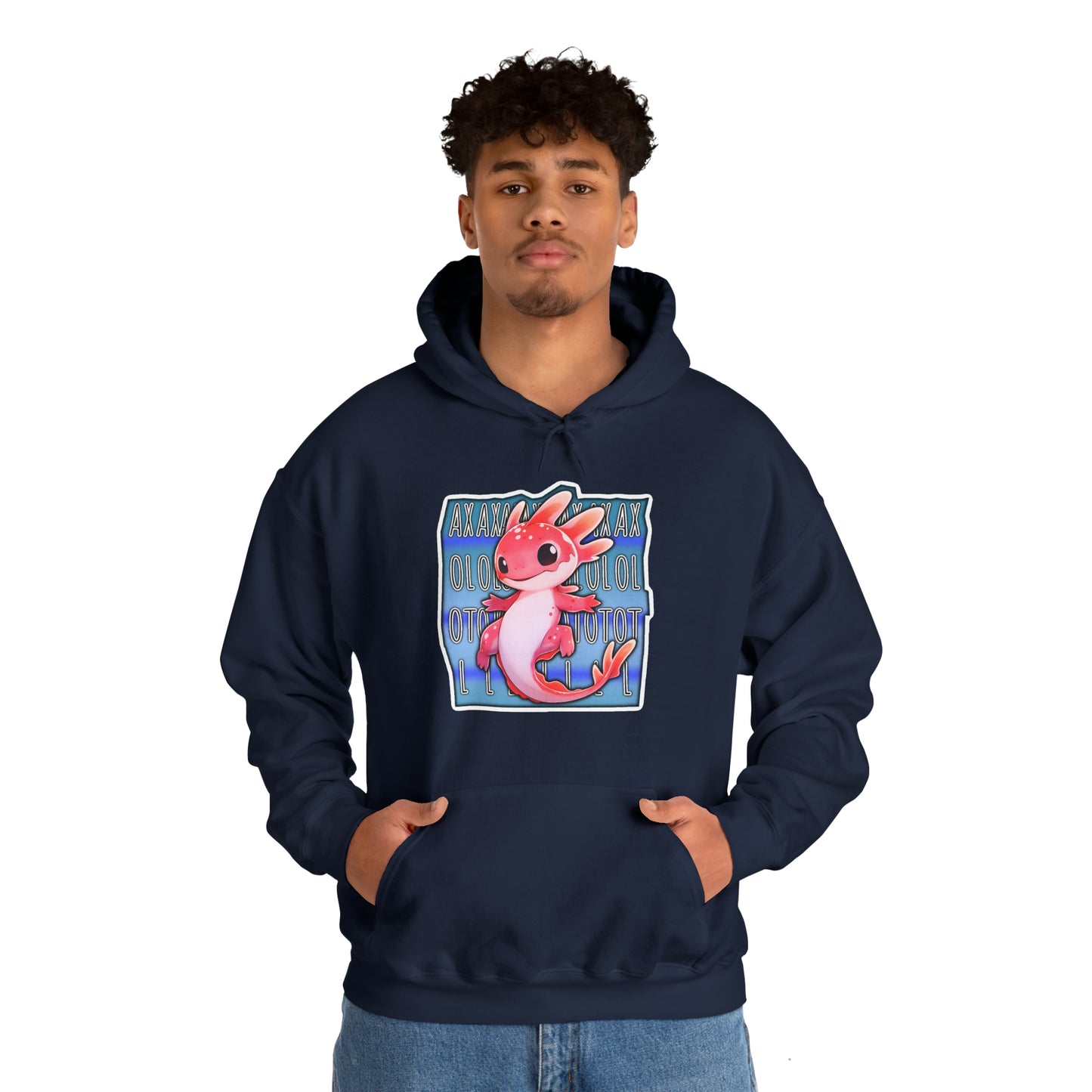 Pink Axolotl with Text Block Unisex Hooded Sweatshirt