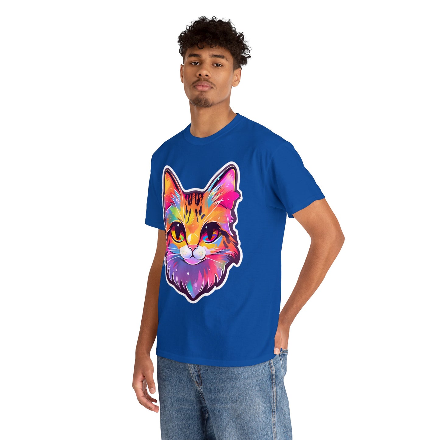 Rainbow Orange Cat Unisex Cotton Tee