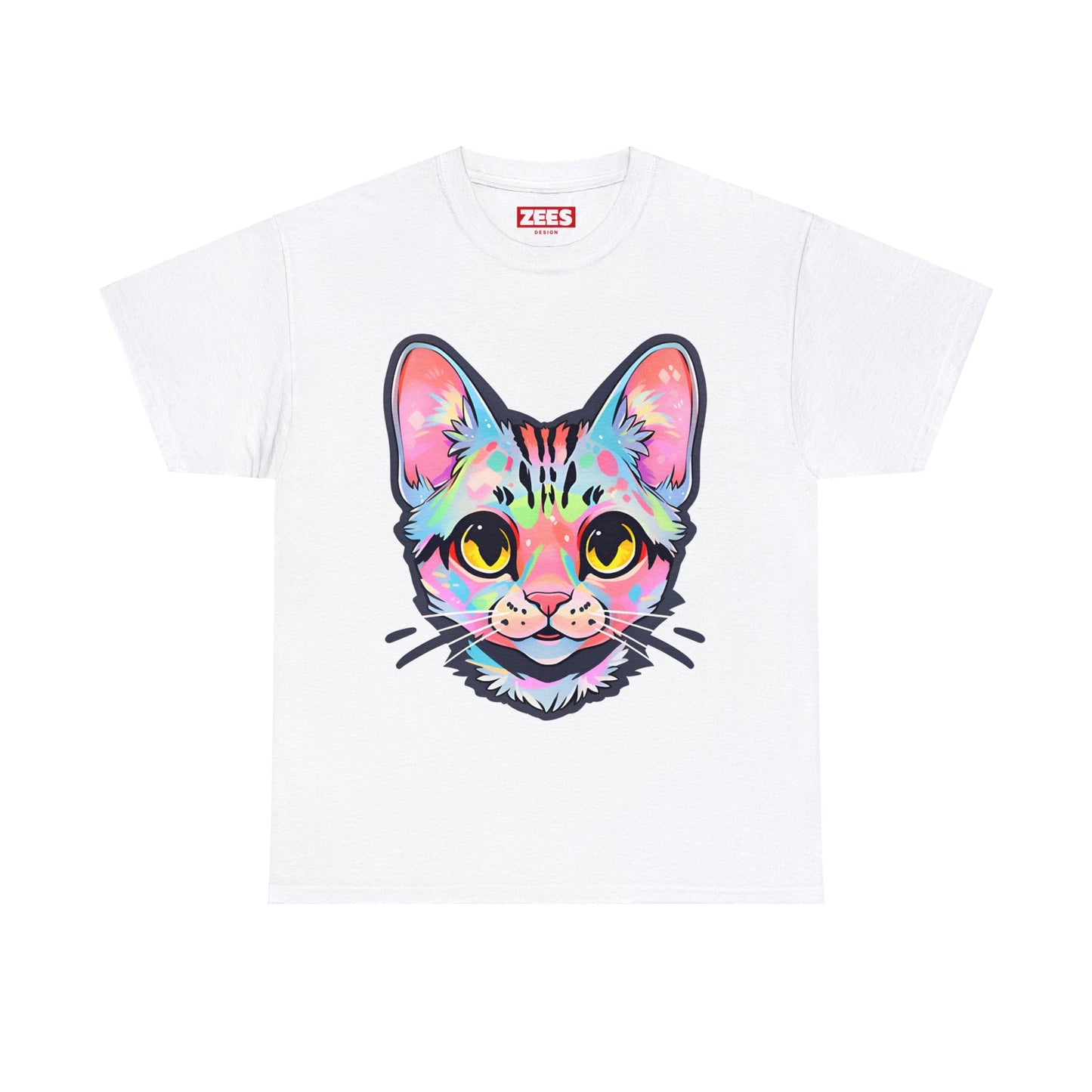 Pastel Pink Cat by Zeesdesign on Redbubble Unisex Cotton Tee