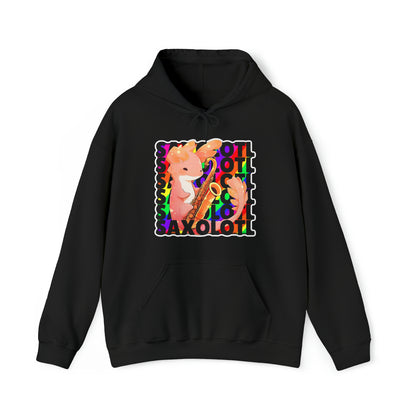 Rainbow Saxolotl (Hard Edge Background) Unisex Cotton Tee Unisex Hooded Sweatshirt