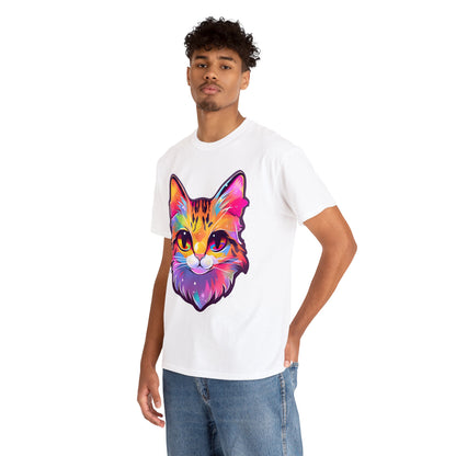 Rainbow Orange Cat Unisex Cotton Tee