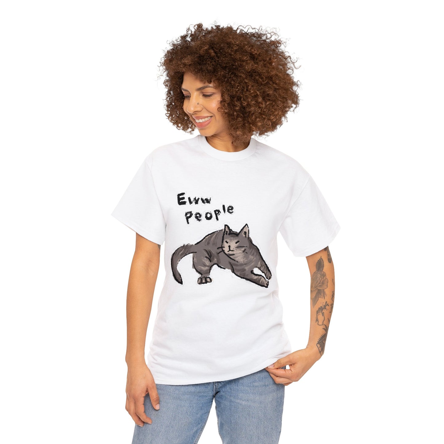 Funny Cat Meme Eww People Unisex Heavy Tee