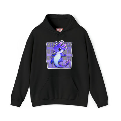 Blue Purple Axolotl with Text Block Unisex Hooded Sweatshirt