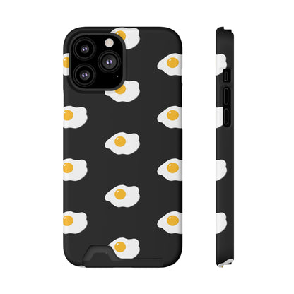 Fried Egg Pattern Phone Case With Card Holder