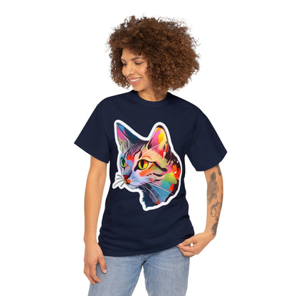 Rainbow Tabby Cat Unisex Cotton Tee