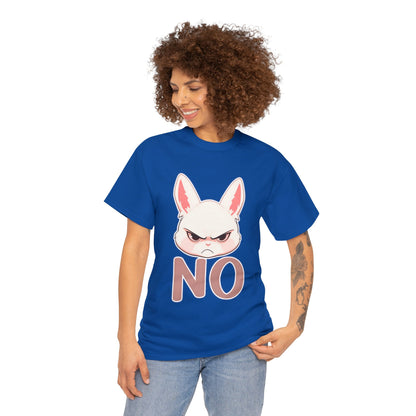 No Cute Annoyed Rabbit White Outline Unisex Cotton Shirt