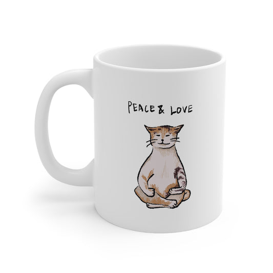Funny Cat Meme Peace & Love Ceramic Mug 11oz