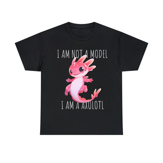 I Am Not A Model I Am A Axolotl TeeShirt by Zeesdesign, Black, Royal Blue, Red, Navy model mockups, White background, free shipping on orders over $50