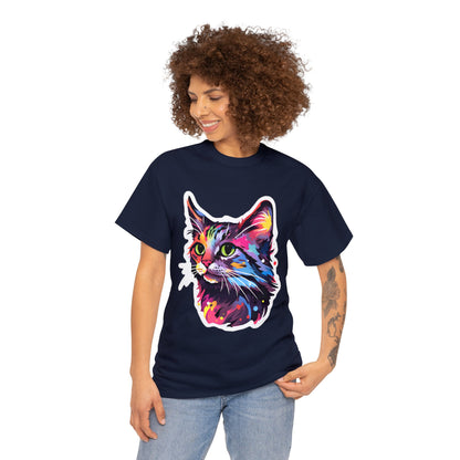 Rainbow Long-hair Tabby Cat Unisex Cotton Tee