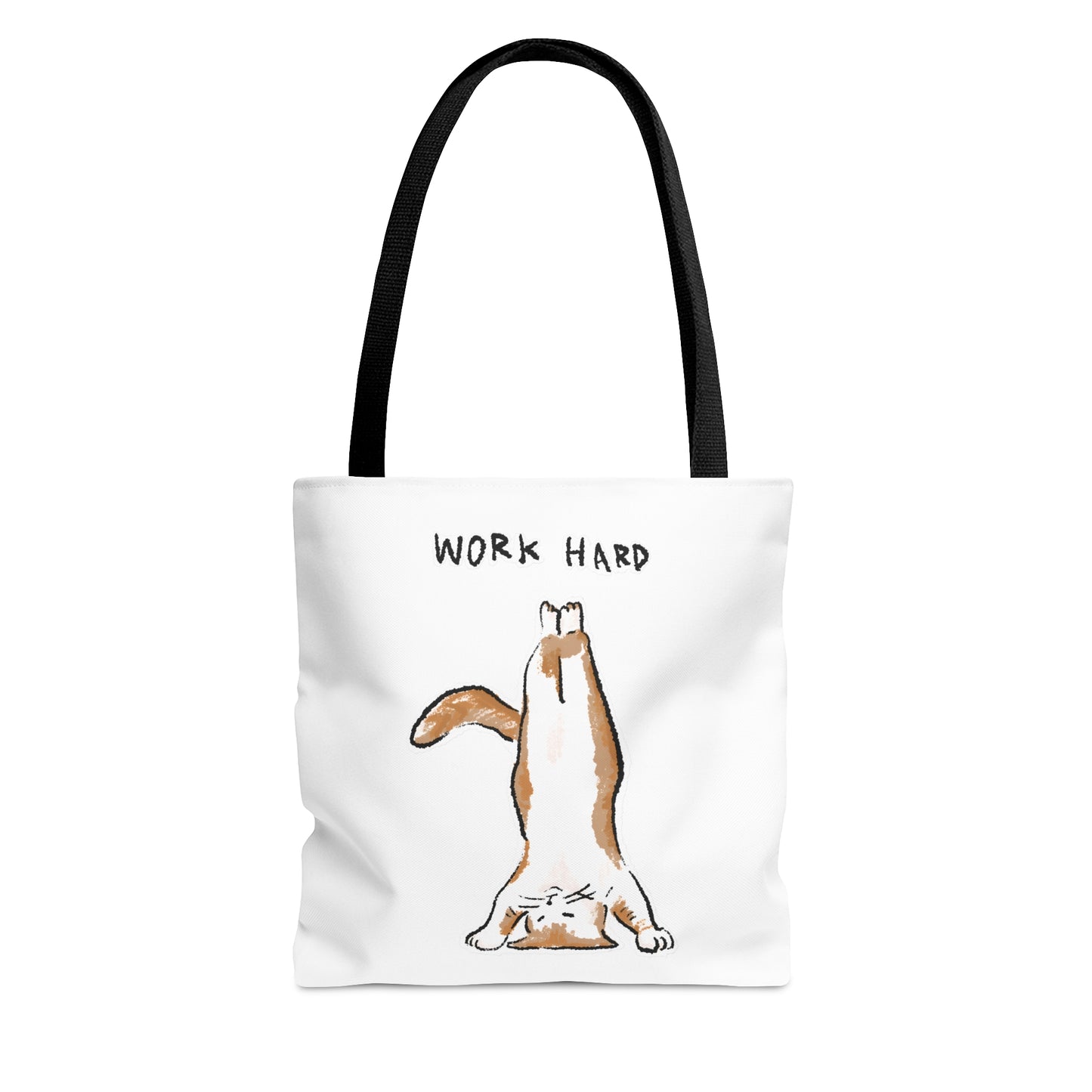 Funny Cat Meme Work Hard Tote Bag (AOP)