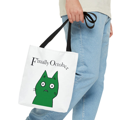 Finally october green cat Tote Bag