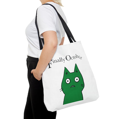 Finally october green cat Tote Bag