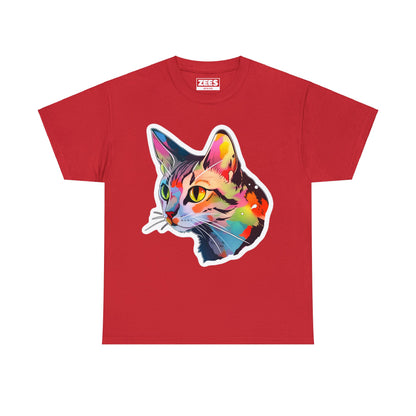 Rainbow Tabby Cat Unisex Cotton Tee