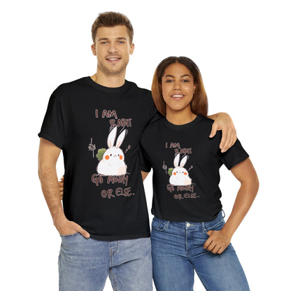 I Am Rabit Go Away Or Else Angry Rabbit Korean Text Unisex Cotton Shirt