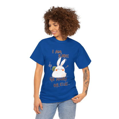 I Am Rabit Go Away Or Else Angry Rabbit Korean Text Unisex Cotton Shirt