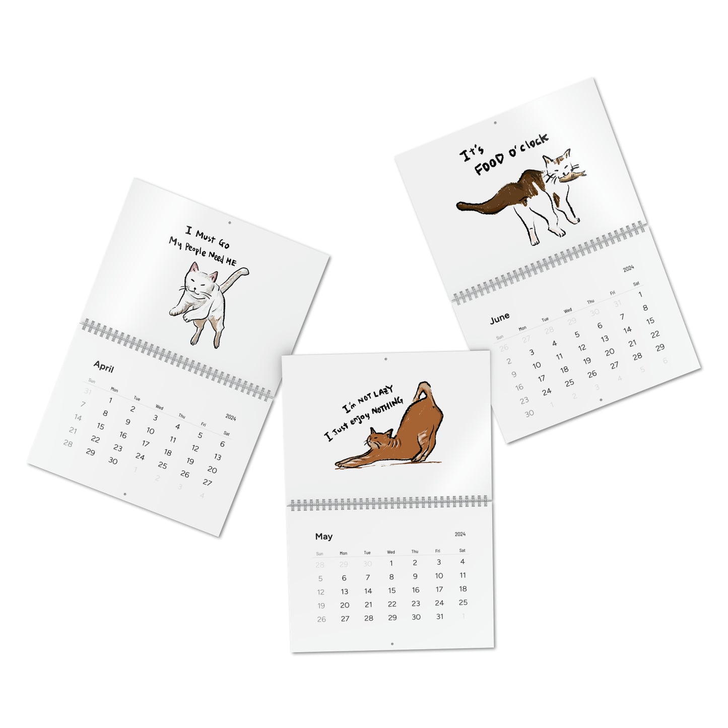 Funny Cat Meme Standard Wall Calendar (2024)